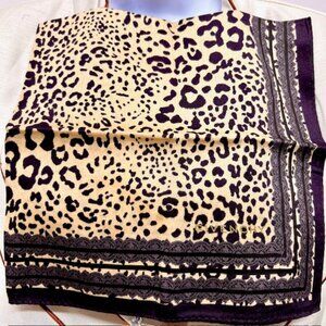 New Unused G ivechy Mini Scarf cotton 19.5 " Brown Black Leopard printed (96